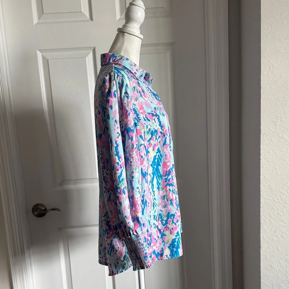 Amazon Women's Multicolor Button Down Shirt - Picture 8 of 15